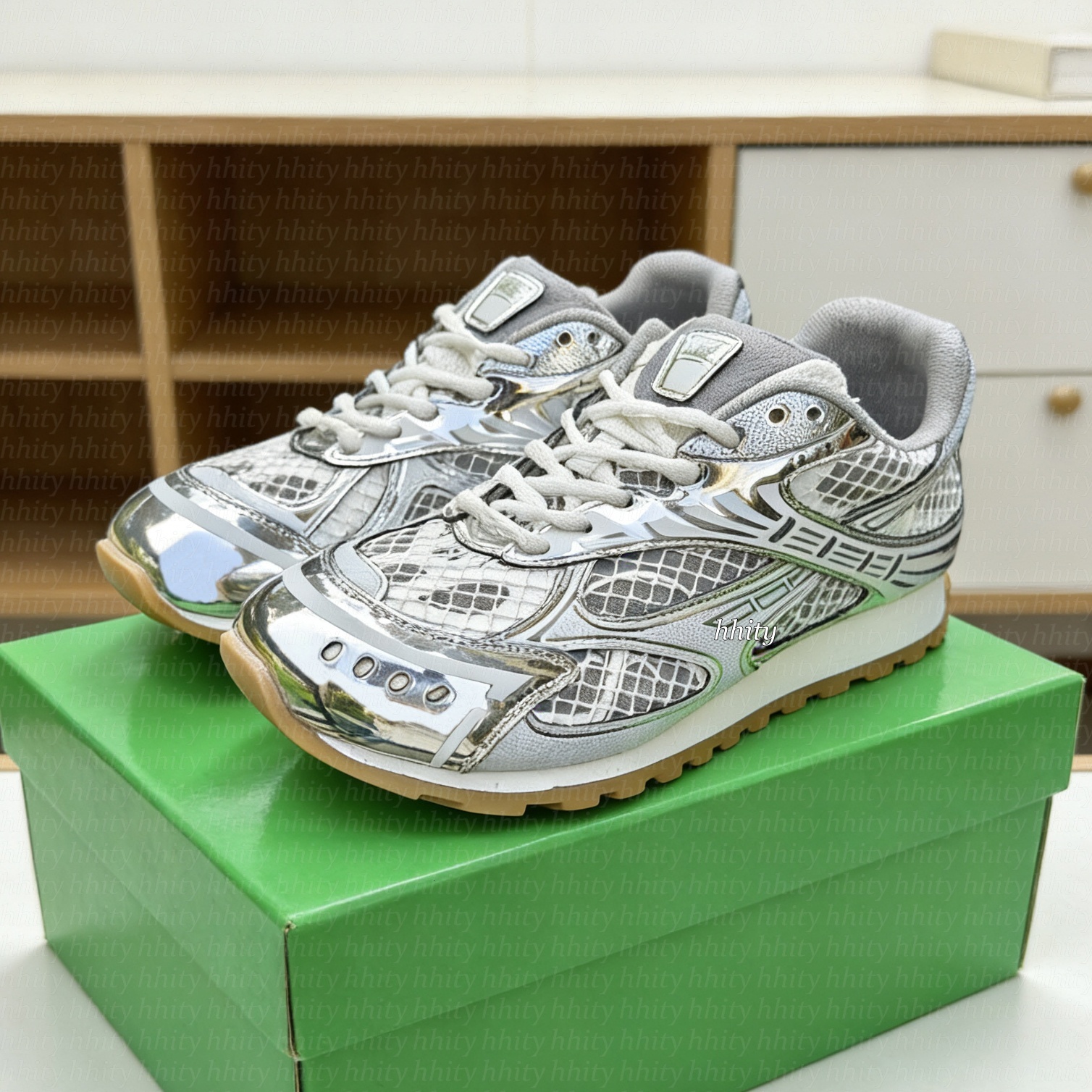 Designer shoes bottegavenetas sneakers Men Women Sneakers Sports Breathable Leather Mesh Matching Lace Up Casual Thick Soled Mixed Color Running Shoes 35-48