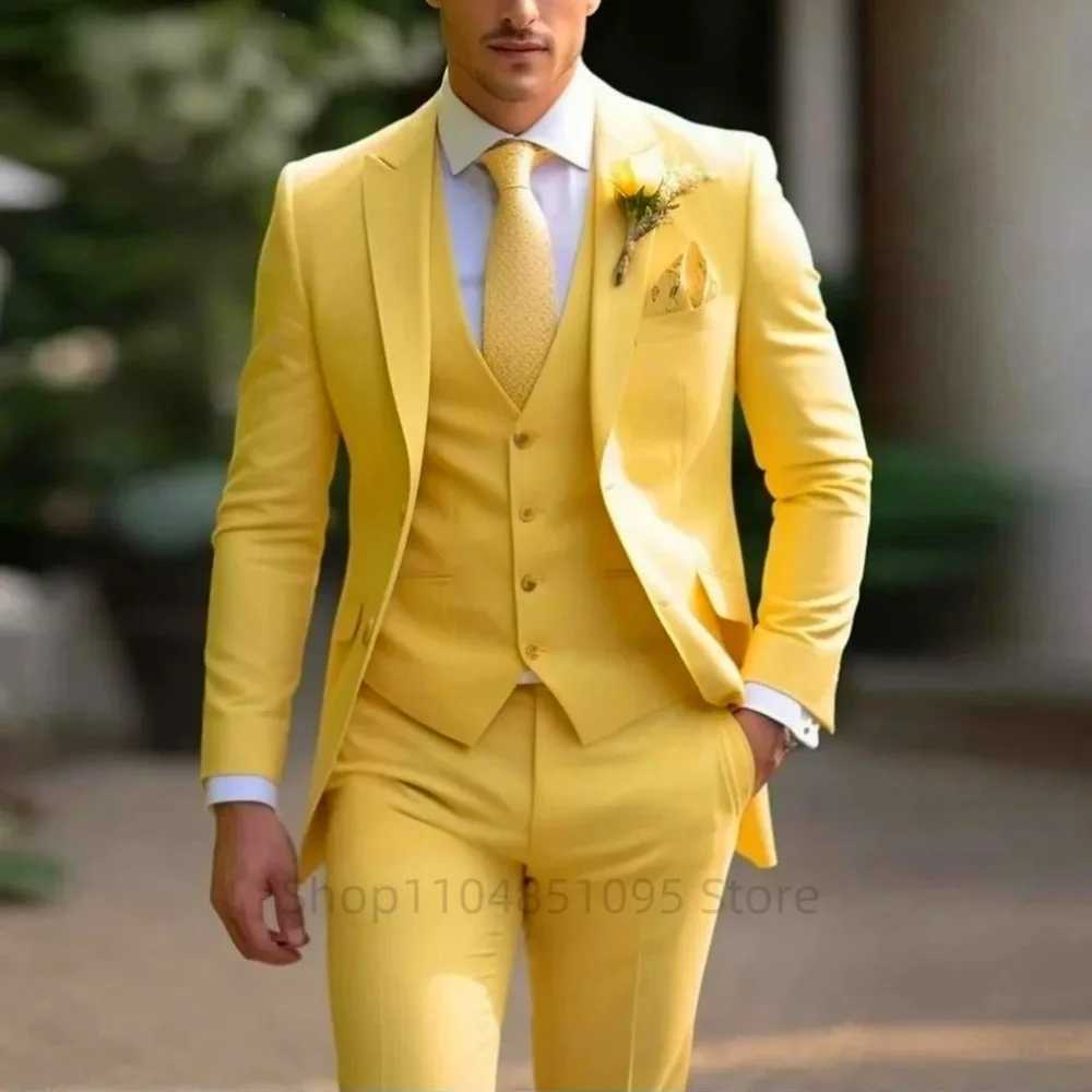 Classic Wedding Solid 3-Piece Smoking Ternos Fino Adjusted Male Formal Business Suits for Groomsmen And Festive Occasions M260313