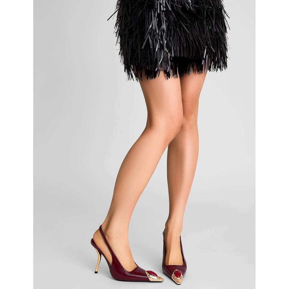 Rhinestones Slingback Kitten Heels Pointed Closed Toe Pumps Women Stiletto Inch High Heeled Sandals For Dress Shoes MOJIDASHU