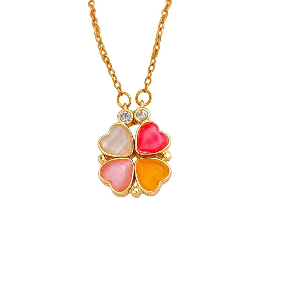 Magnetic -Petal Flower Design Necklace Women's Fashionable Versatile Non-Fading Titanium Steel Jewelry Cross-Border H260312