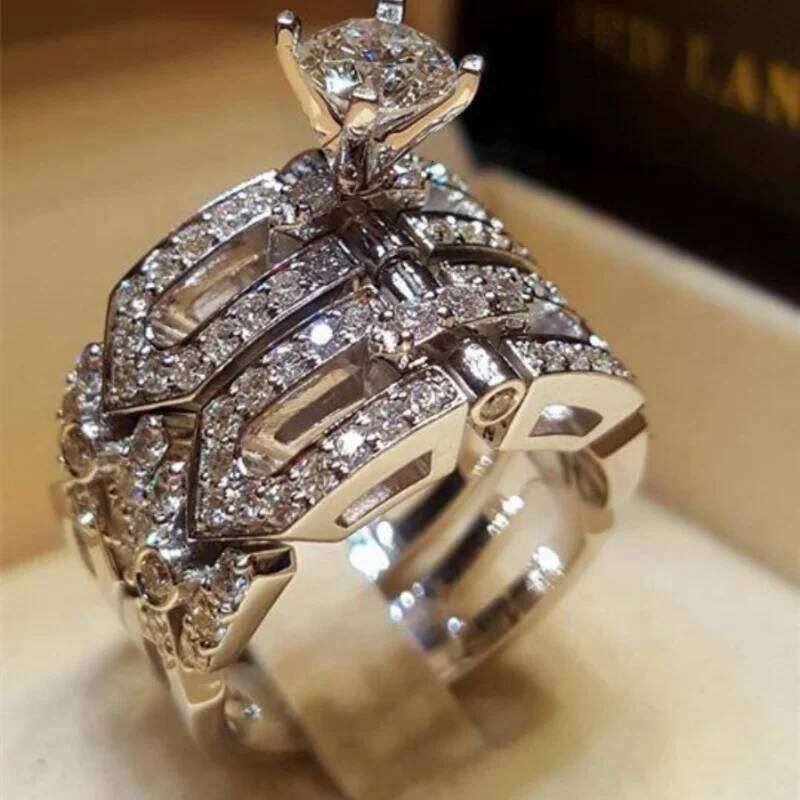 Classic Wedding Engagement for Women Brilliant Cubic Zirconia Crystal Proposal Ring Anniversary Gift Jewelry H260312