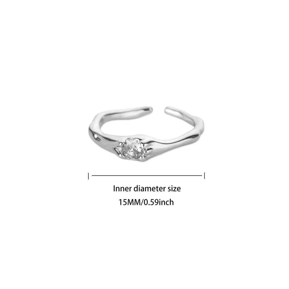 Stainless Steel Cubic Zirconic Round Rings for Women Opening Gold Color Finger Ring Aesthetic Wedding Fashion Jewelry Gift H260312