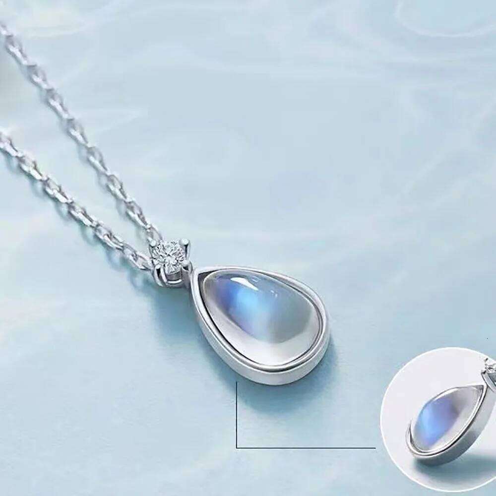 Moonstone Necklace Thin Chain Dainty Teardrop Pendant Hypoallergenic Women Neck Jewelry Elegant Gift for Girls Teens H260312