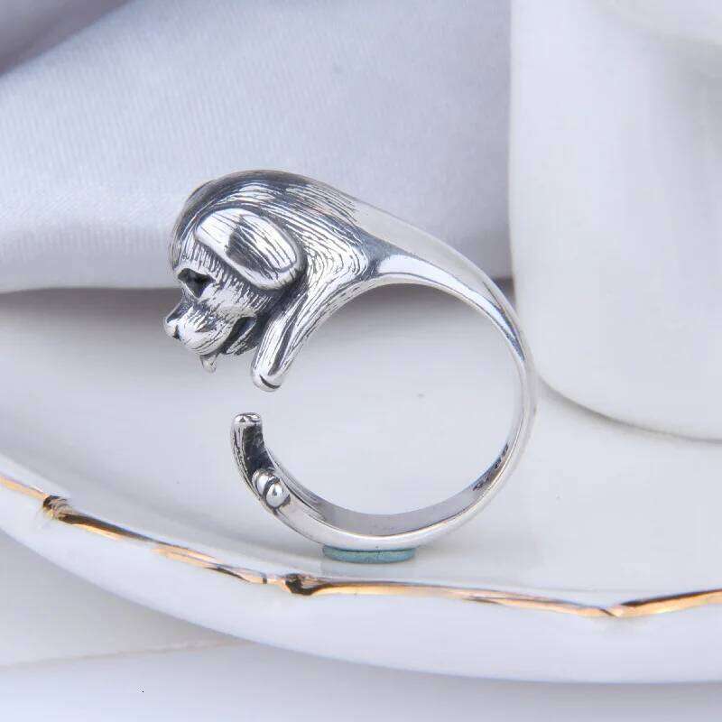 Buyee 925 Sterling Silver Elegant Dog Open Ring for Women Men Fashion Animal Fine Jewelry Circle Gift H260312
