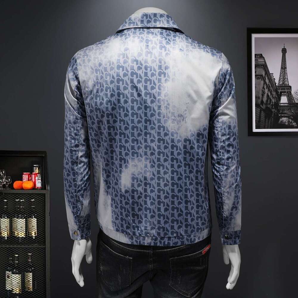 Men's European-Style Cross-Border Printed Slim-Fit Tops, Fashionable, Trendy, Casual, Versatile Jackets For Men