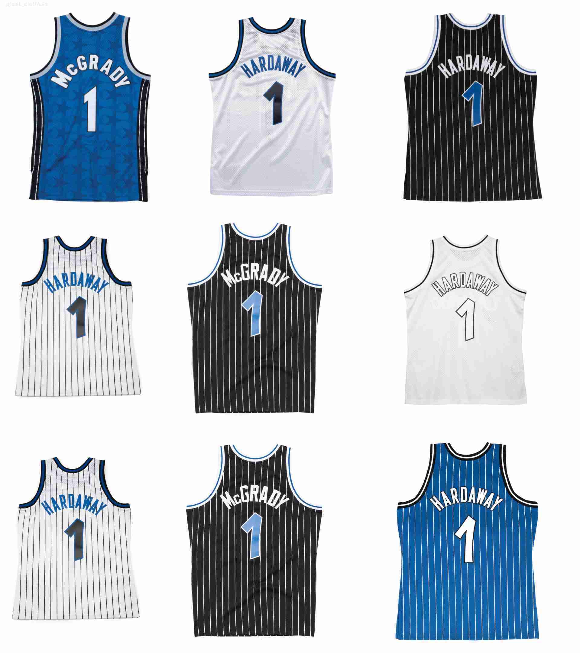 Anfernee Hardaway Magics Custom Basketball Jersey Orlandos Tracy McGrady Nick Anderson Grant Hill Dwight Howard Throwback Black Blue Size S-XXXL