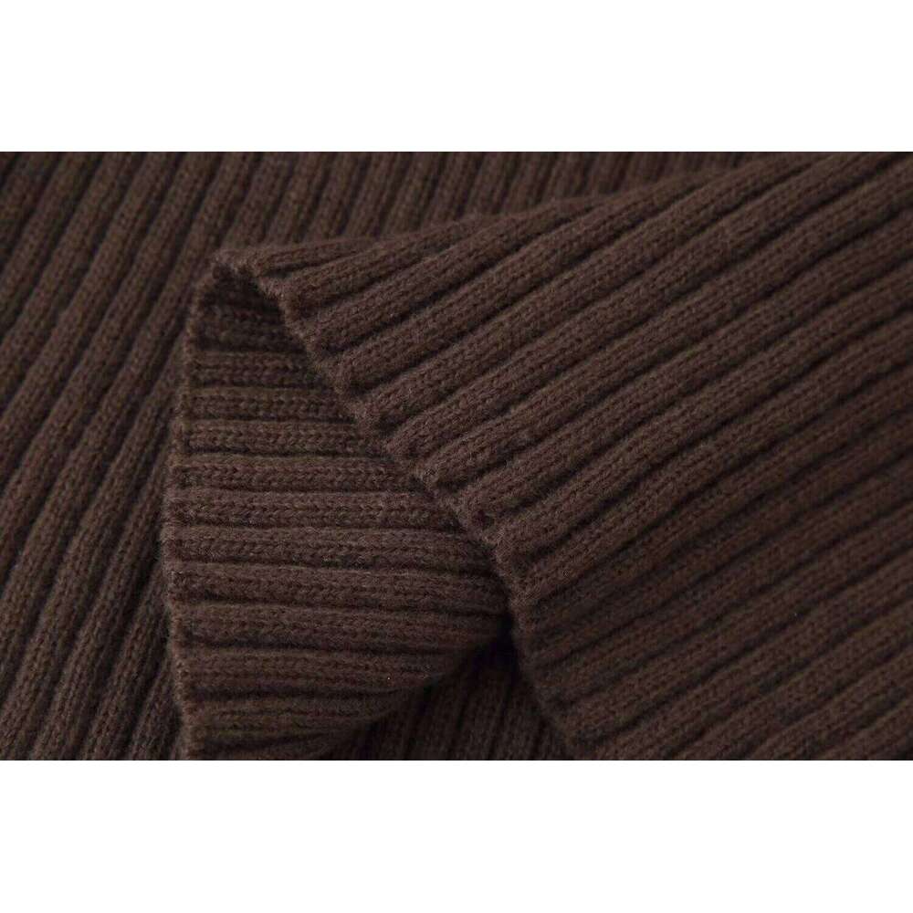 New European and American women's clothing style semi high slimming round neck long sleeved knitted dress Z260313