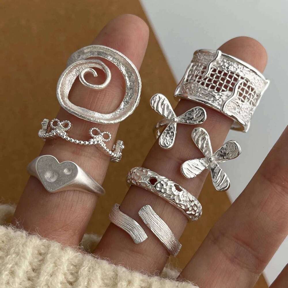 925 Sterling Silver Rings for Women Couple Minimalist Handmade Simple Flower Heart Ring Fine Jewelry Gift Prevent Allergy H260312