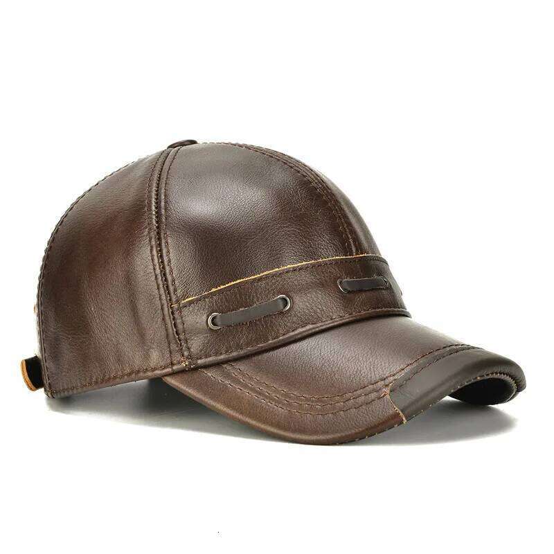 Genuine Cow Leather Baseball Caps Men Coffee Kufi Hats High-end Mature and Steady Style Outdoor Sports Classic Europe Hiking Hat Z260314