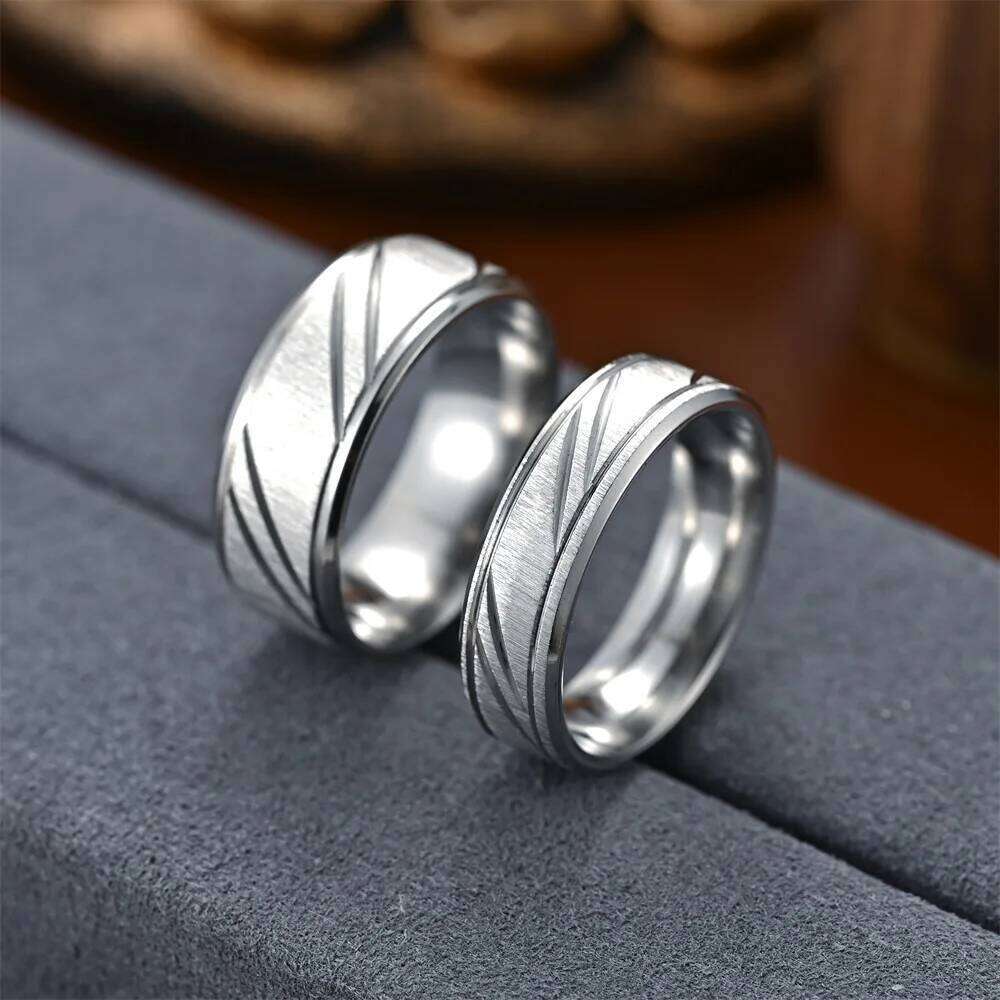 2024 New Hot Selling Stainless Steel Slash Couple Rings For Women Men Jewelry Accessories Wholesale Size 7-12 H260312