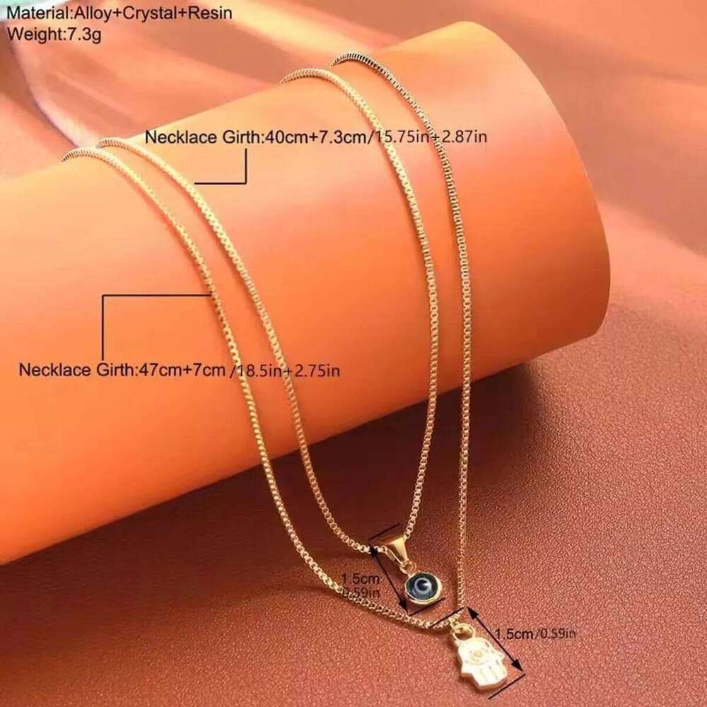 Lucky Evil Eye Necklace Double Layer Micro Paved Rhinestone Pendant Protection Clavicle Chain Gift H260312