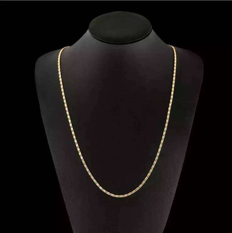 Fashion 18k Gold 2MM 16/18/20/22/24/26/28/30 Inch Side Chain For Women Men Jewelry Silver Necklace H260312
