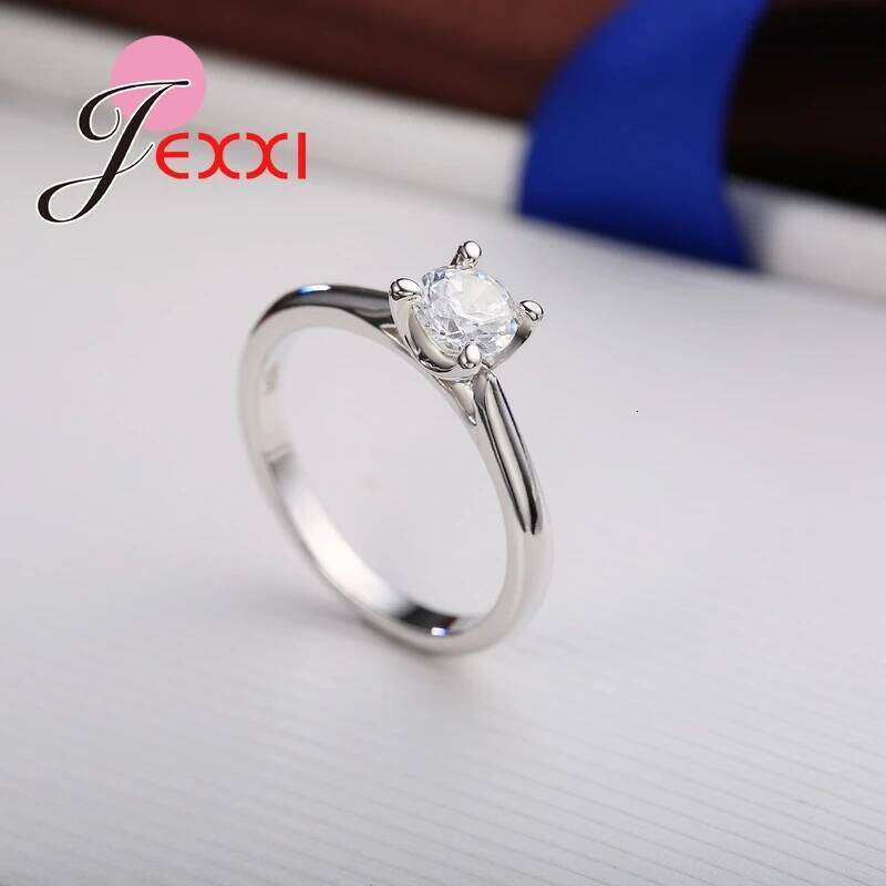 CharmingJewelry Fashion 925 Sterling Silver Rings Woman CZ Crystal Lady Finger Ring H260312