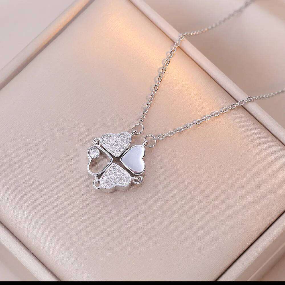 1pc Heart Shaped Cr Pendant Necklace Jewelry Zircon Women Clavicle Chain Gifts Openable ChokerJewelry H260312