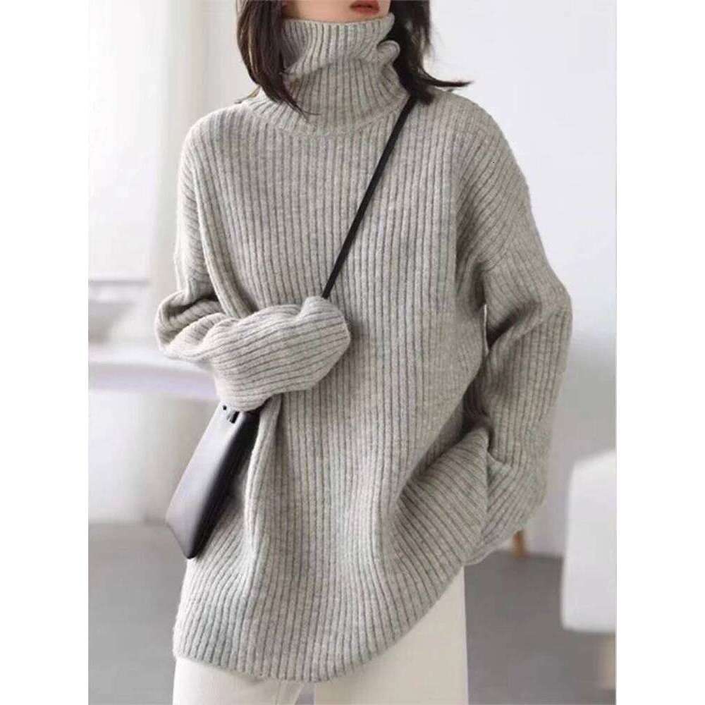 Long Sleeve Solid Comfortable Jumpers Korean Style Turtleneck Pullovers 2025 Autumn Winter Loose Casual Warm Knitted Sweater Z260313