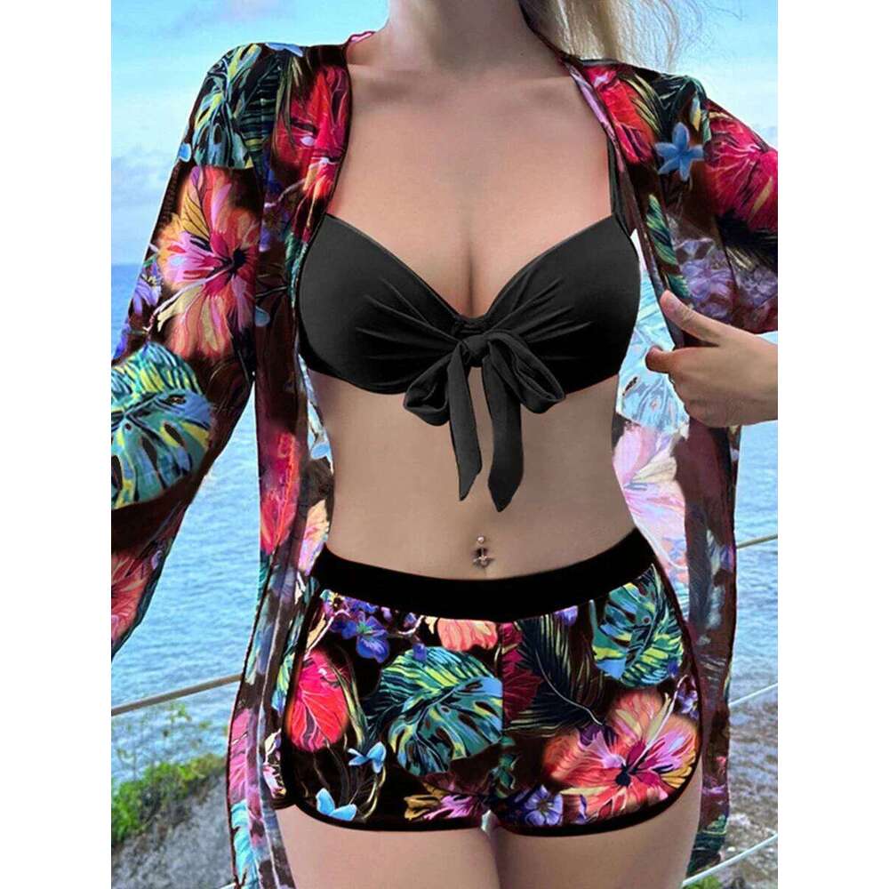 2026 String Three Piece High Waist Bikini Women Push Up Swimwear Female Swimsuit Bathers Bathing Swimming Suit Beachwear Summer Y260303