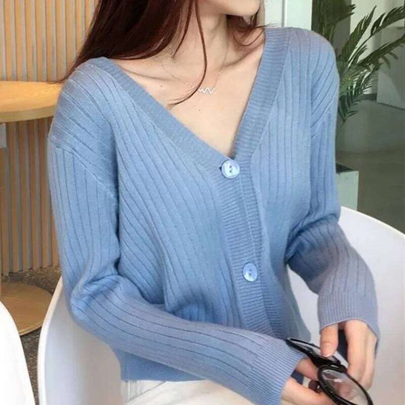 Knitted Cardigans New Long Sleeve O-Neck White Knit Sweater Cardigan Women Tops Knitwears Sueters De Mujer Q1205 Z260314