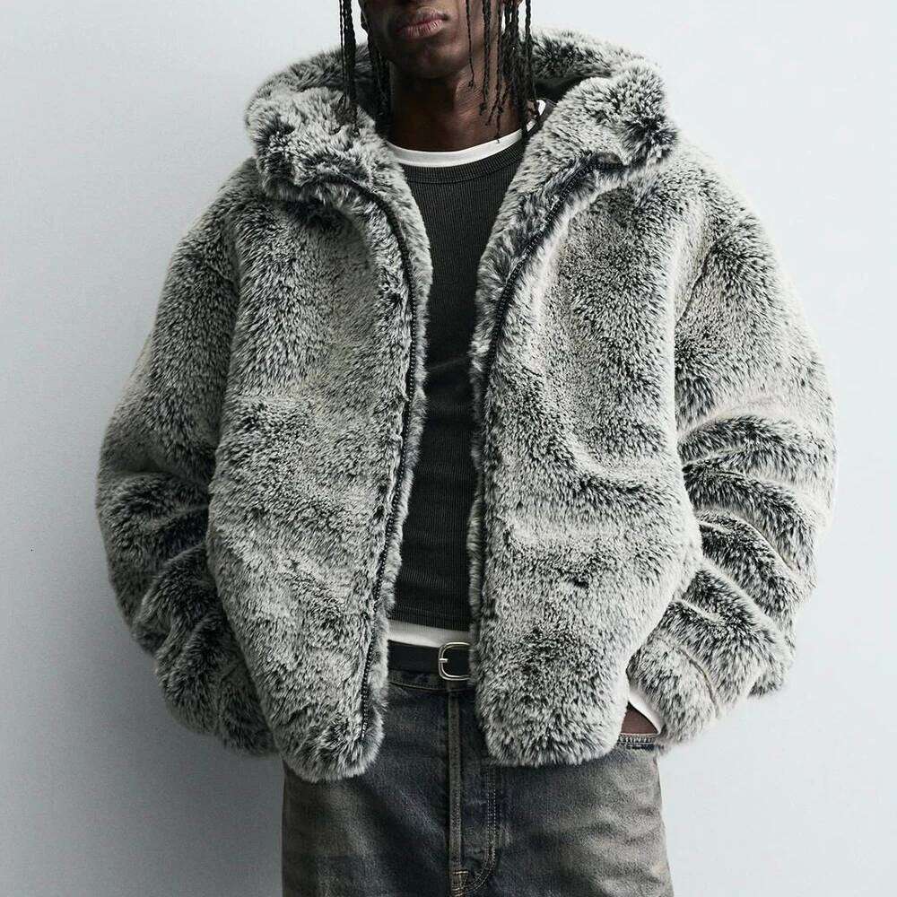 Winter New Faux Fur Long-Sleeved Jacket American Retro Fashion Trendy High Street Loose Casual Niche Men's Top 2025 Z260313