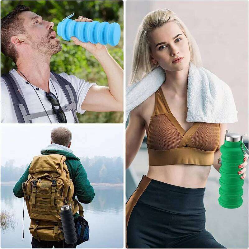 2525+ Reusable Silicone Foldable 500 Ml Portable Travel Water Cups with Leakproof Twist Z260313