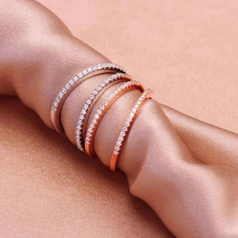 925 Sterling Silver Simple Elegant Ring for Women Wholesale Dazzling Clear CZ Stackable Finger Rings Wedding Statement Jewelry H260312