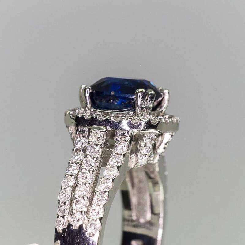 Huitan Gorgeous Blue Cubic Zircona Women Wedding Rings Temperament Elegant Lady's Party Finger Ring Brilliant Fashion Jewelry H260312