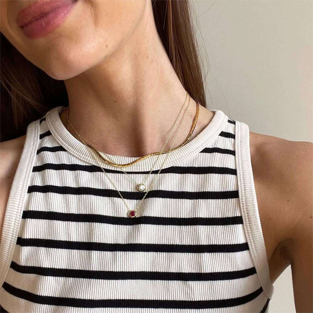 CARLIDANA Best Sell Round Zirconia Stainless Steel 12 Month Crystal Birthstone Pendant Gold Color Necklace For Women Jewelry H260312