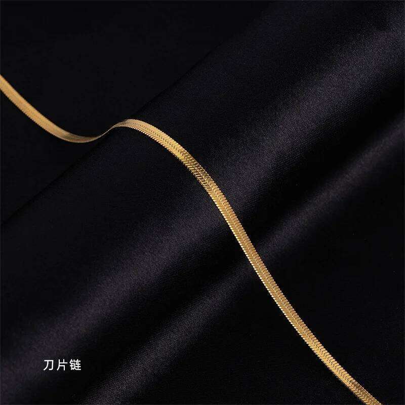 Snake Bone O Link Box Real 14k Gold Clavicle for Women 45cm Chain Necklace Simple Fine Jewelry Gifts H260312