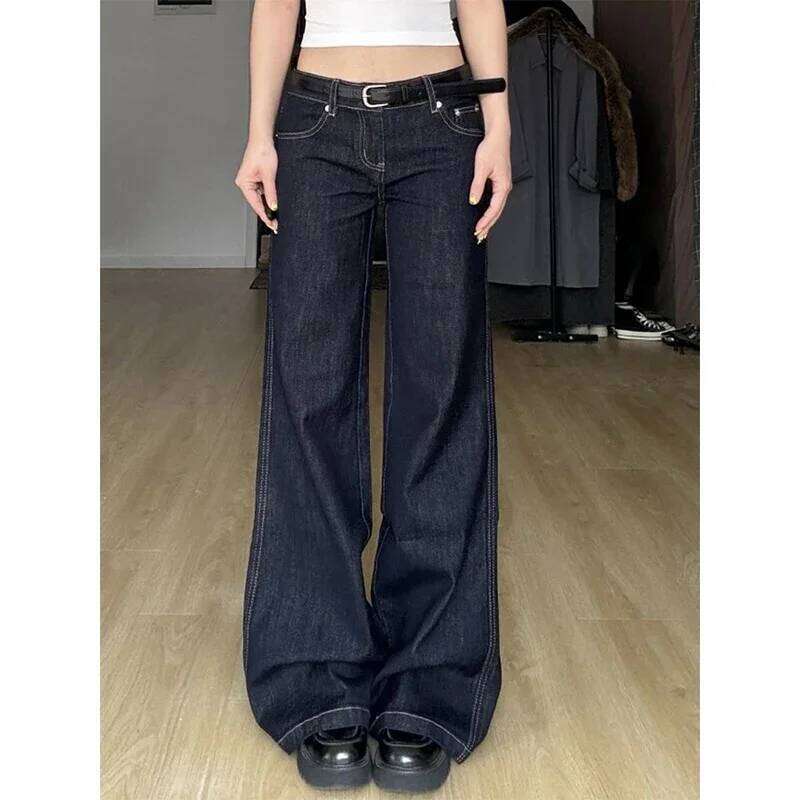 Blue Jeans Women's Hip-hop Fashion Vintage Streetwear Y2K Wide Leg Straight Jean High Waist Trouser Classic Baggy Denim Pants Z260313
