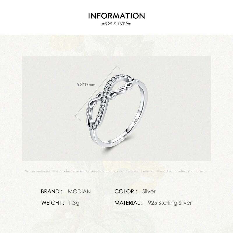Modian Original 925 Sterling Silver Infinite Simulated Diamond Finger Ring Vintage CZ Fine Jewelry For Women Party Gifts H260312