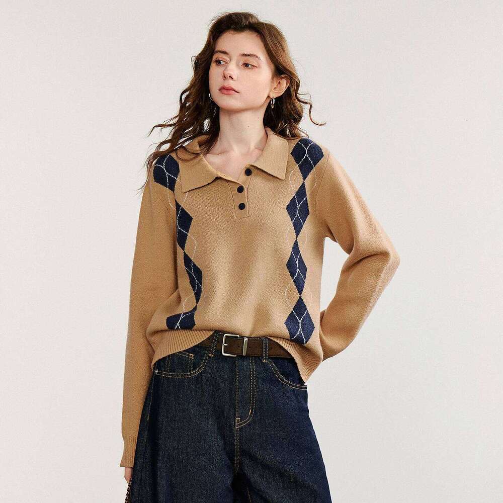 TOYOUTH Women Sweater 2025 Autumn New College Style Turn Down Collar Sports Knitted Pullover Tops Z260313