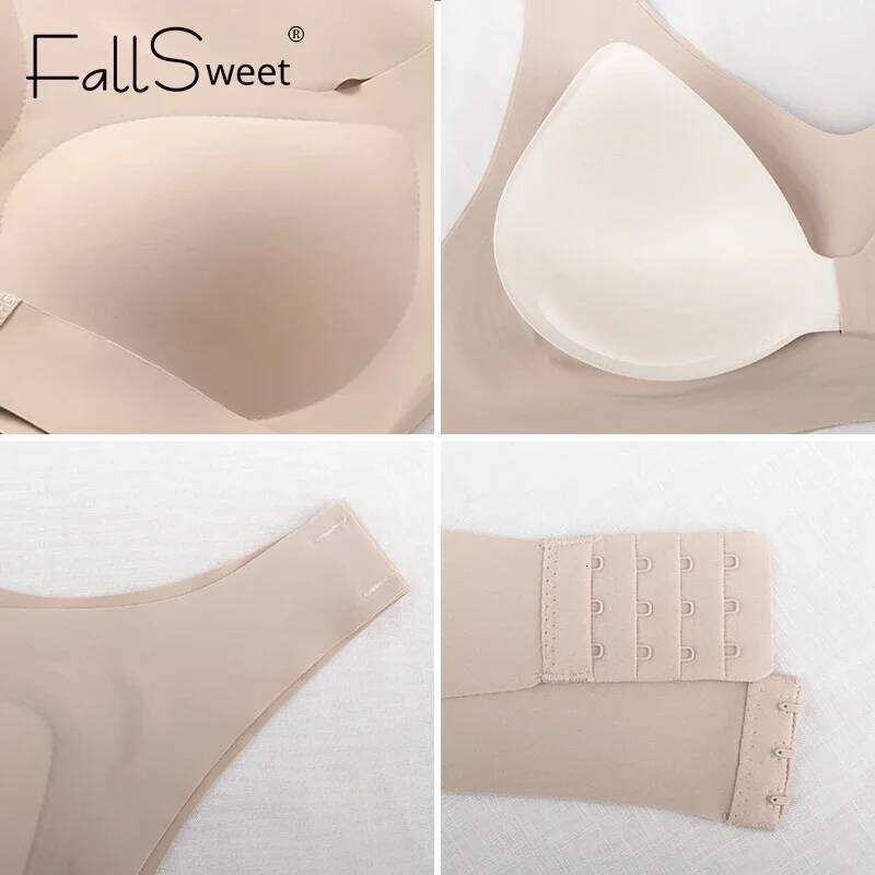 FallSweet Wireless Posture Correction Bra Women Seamless Push Up Bralette with Cross Back Support for Daily Shaping Lingerie