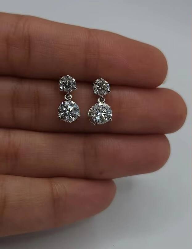 Wholesale Luxury Moissanite Diamond Earrings with Stunning Sparkle Rhodium Plated IGI Certified for Birthday Gift Daily Wear