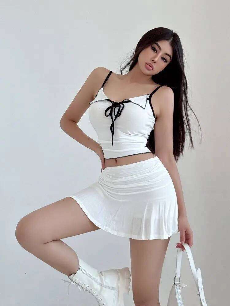 Spicy girl's low rise short with safety pants hanging pleated A-line skirt 2025 women's spring and summer new style Z260314