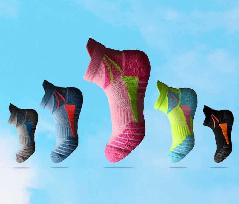 Socks Woman Running Short Socks Advanced Sports Socks Looped Back Color Socks Compression Calcetines Ciclismo Hombre Cycling D260313