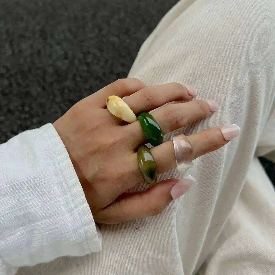 Ingemark 4 Colors Y2K Boho Resin Acrylic Irregular Finger for Women 2025 New Trend Simple Knuckle Rings Aesthetic Jewelry H260312