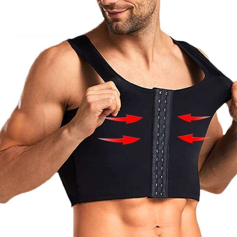Men's Vest Sweat Bandage Tight-fitting Underwear Body Shaper Corset Support Belt Chest Compression Correct Posture 26Y0313