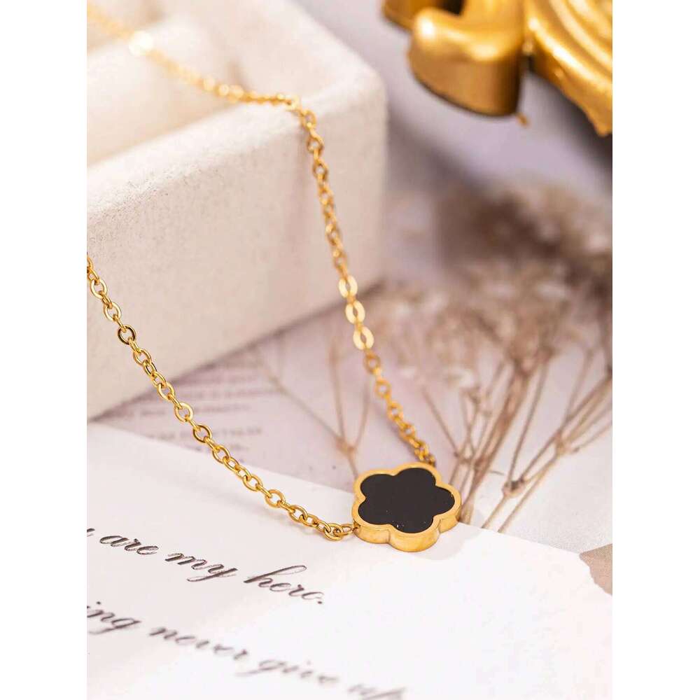 1PC Stainless Steel Pendant Necklace Cr And Flower Design for Women Versatile Occasion Jewelry Unboxed H260312