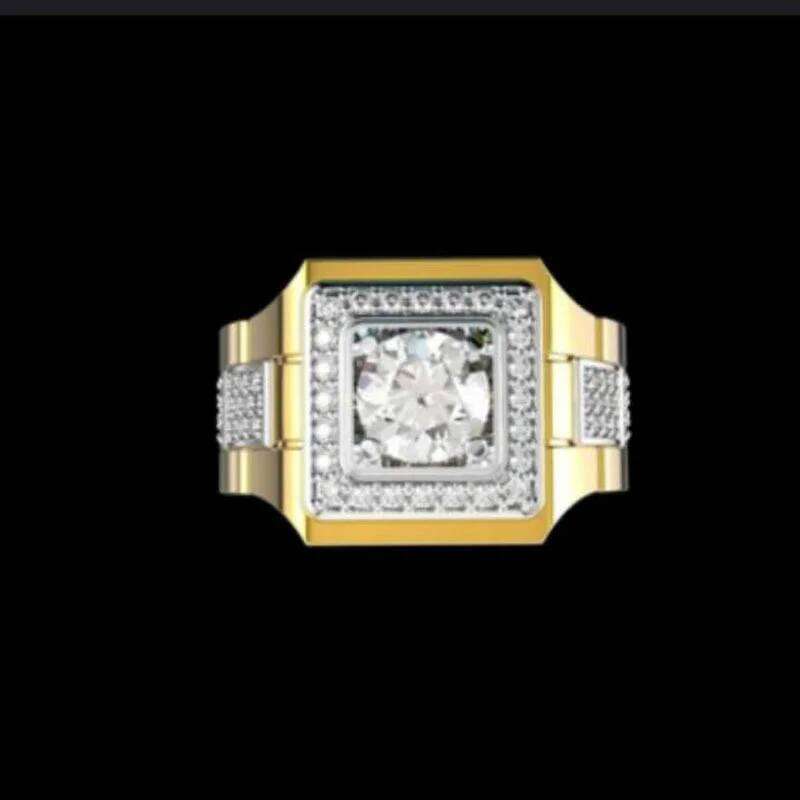 Hot Sale Popular Inlaid Crystal Wide Face Style Men's Banquet Business Male Ring Jewelry Size 6-13 H260312