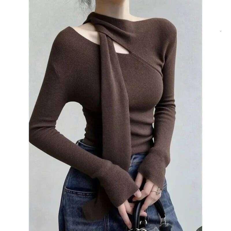 Women Clothing Autumn Winter Fashion Simplicity Trend Hollow Out Knitting Solid Color Female O-neck Long Sleeve Sweater Pullover Z260313