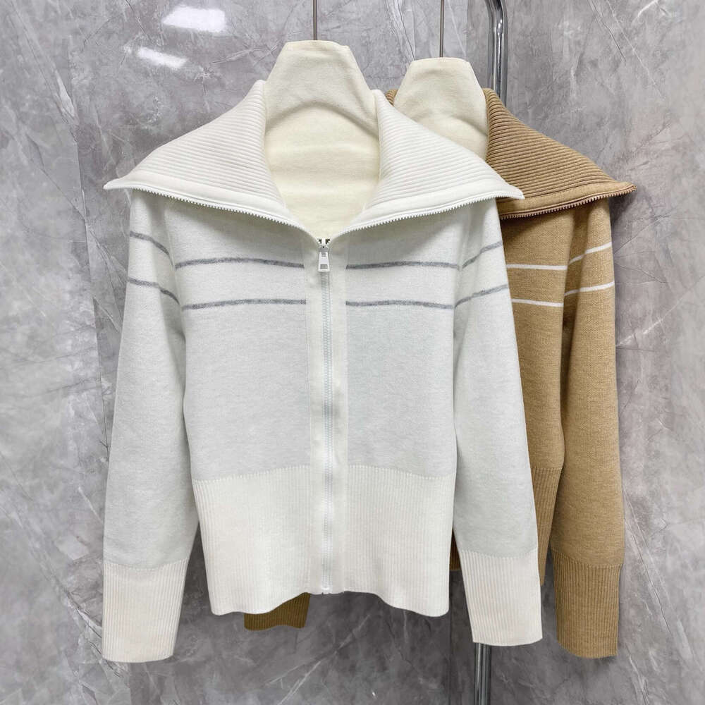 2026 Spring/Autumn/Winter Haute Couture New Coat A12 French Fashion Big Collar Double sided Zipper Jacquard Knitted Cardigan