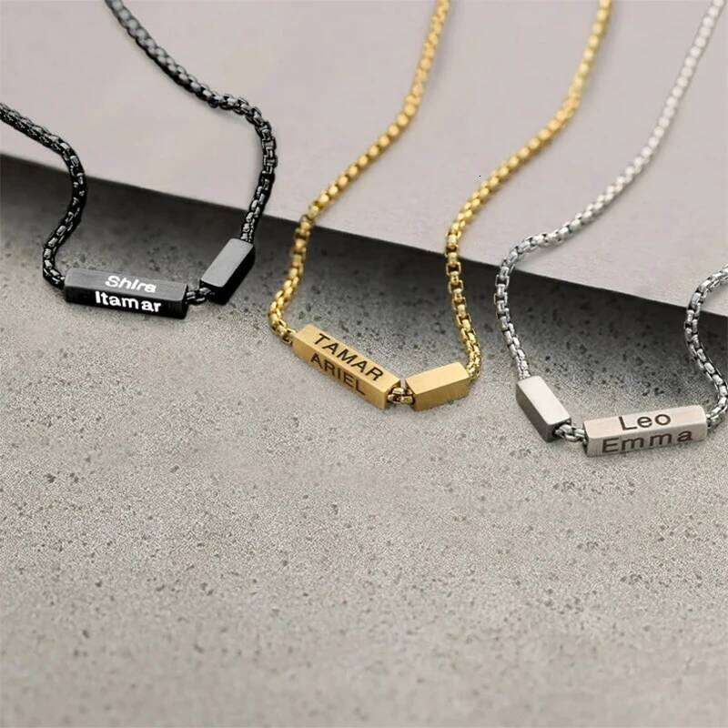 Personalized Engraved for Man Custom Couple Name Stainless Steel Necklace Pendant Birthday Party Gift Wholesale H260312