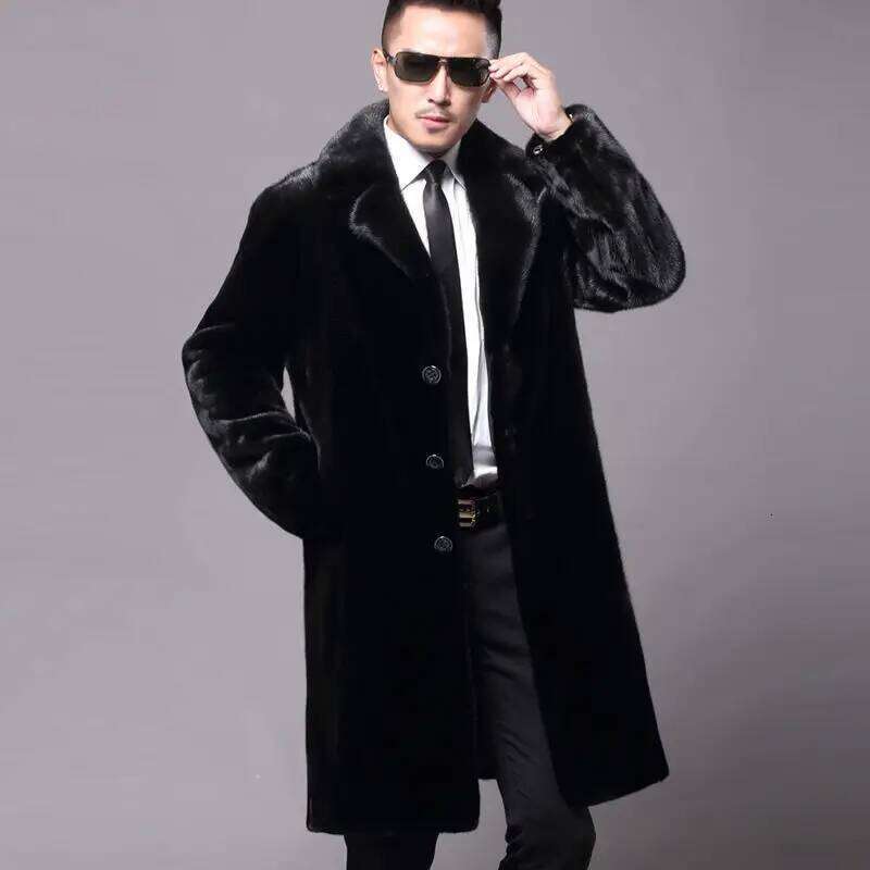 S-6XL Size 2026 Fashion Men Jacket Brown Black Warm Imitation Mink Fur Men's Winter Coat Outdoor Sports Wear Casual Long Parkas Z260313