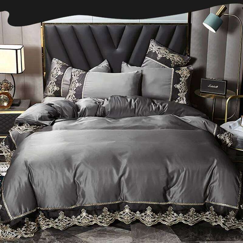 Summer European Rayon Bed Skirt Bedding Set Skin-Friendly Silky Quilt Kit for Sleepers Ice Silk Cozy Cooling Bedspread Sets H260312 - view 5