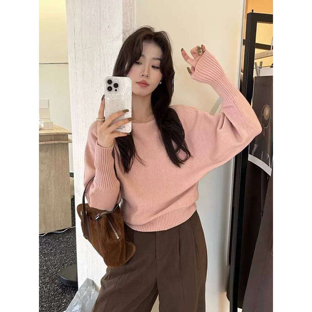 Fashion Black Long Sleeve Sweaters Knitted Pullovers Slash Neck Knit Sweater Pullover Women Tops Knitwears Q1476 Z260313