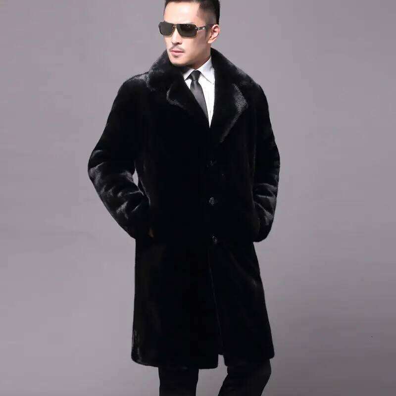 Men's long fur winter warm mink coat fat jacket loose casual windbreaker Z260313