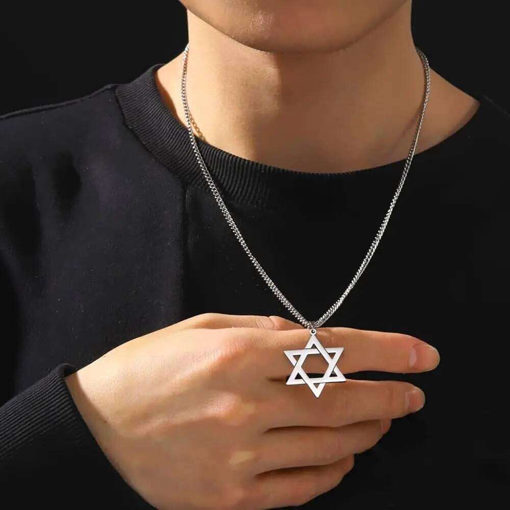 of David Necklace for Men Women Hexagon Stainless Steel Pendant Israel Jewish Star Necklaces Religious Vintage Jewelry Gift H260312
