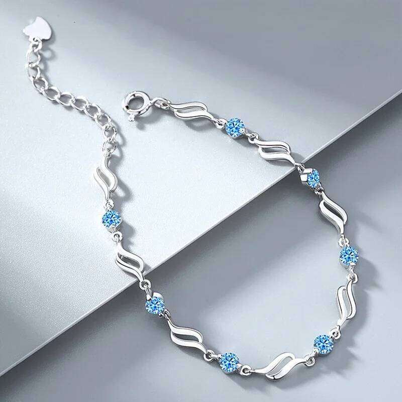 Retro 925 Sterling Silver Blue Crystal For Women Korean Hollow Adjustable Bracelets Luxury Party Jewelry Gift Z260313