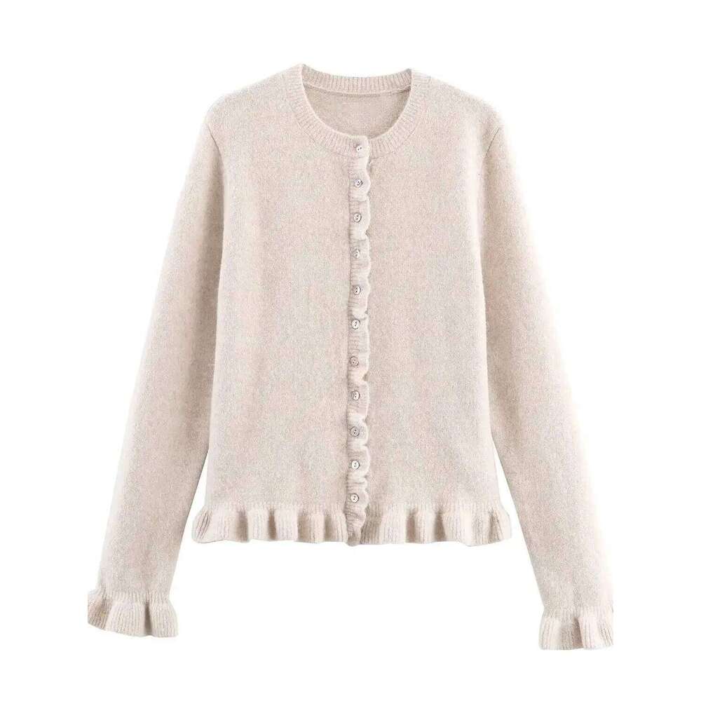 2025 Women's European & American French Design Navy Blue Sweaters Lady Elegant Layered Decoration Versatile Knitted Cardigans Z260313