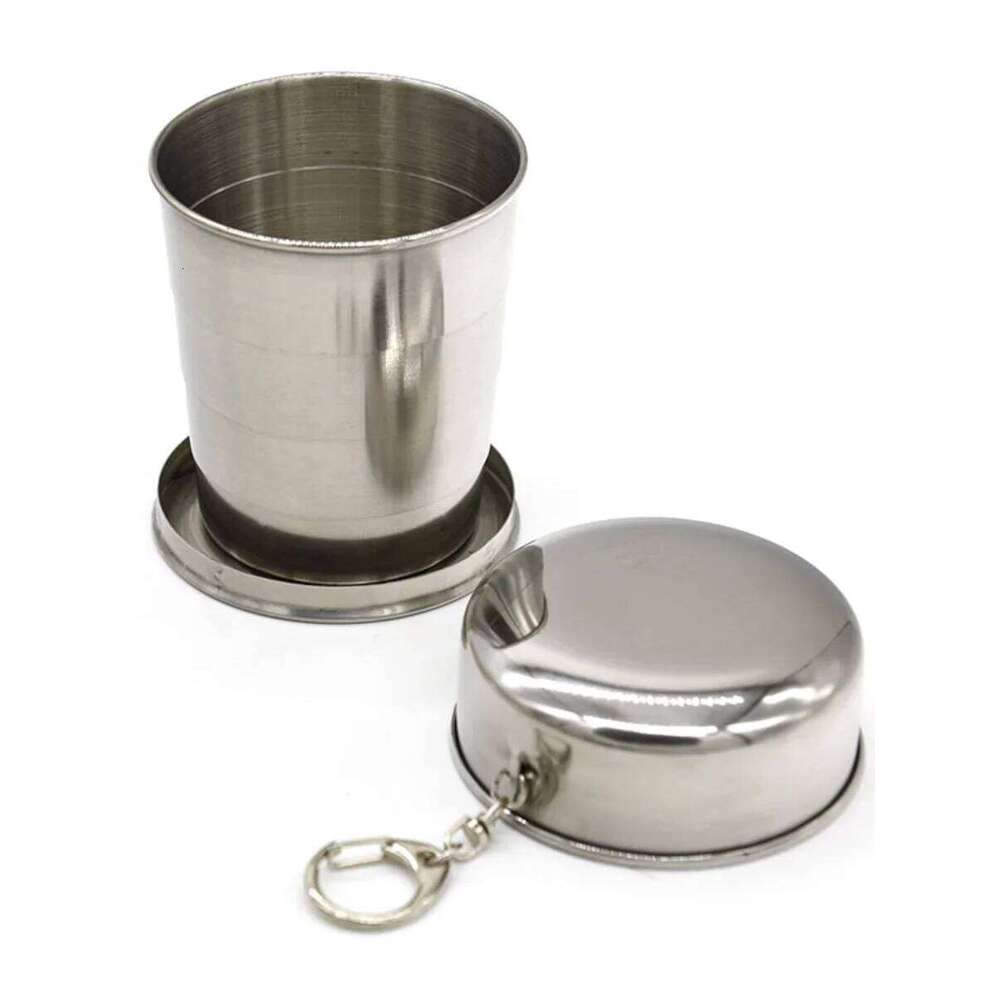 75ml/150ml/250ml Stainless Steel Folding Portable Outdoor Travel Camping Telescopic Cup with Keychain Water Coffee Handcup Z260314