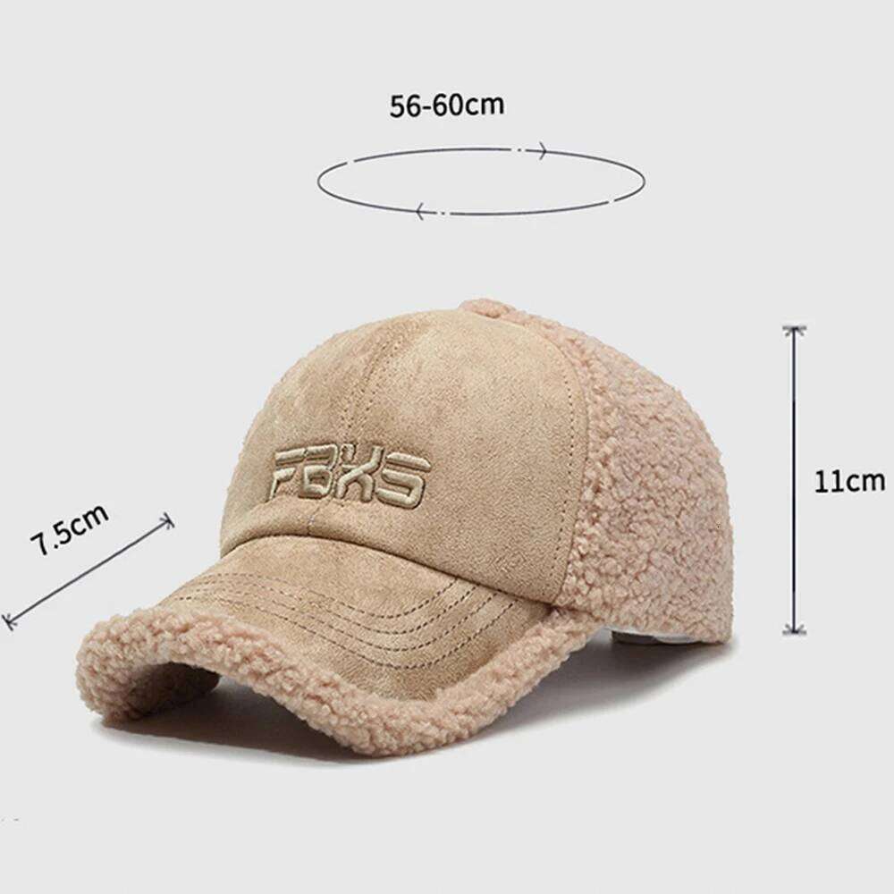 FS Retro Brown Letter Winter Baseball Cap For Men Luxury Brand Women Lambswool Hats Warm Windproof Trucker Caps Casquette Homme Z260314